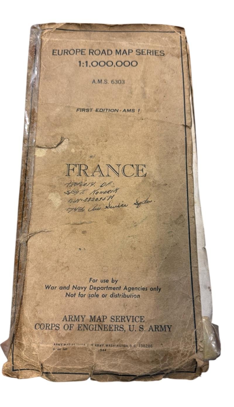 U.S. (Airborne/Engineers) France Road Map 1944 - Nice Used Condition