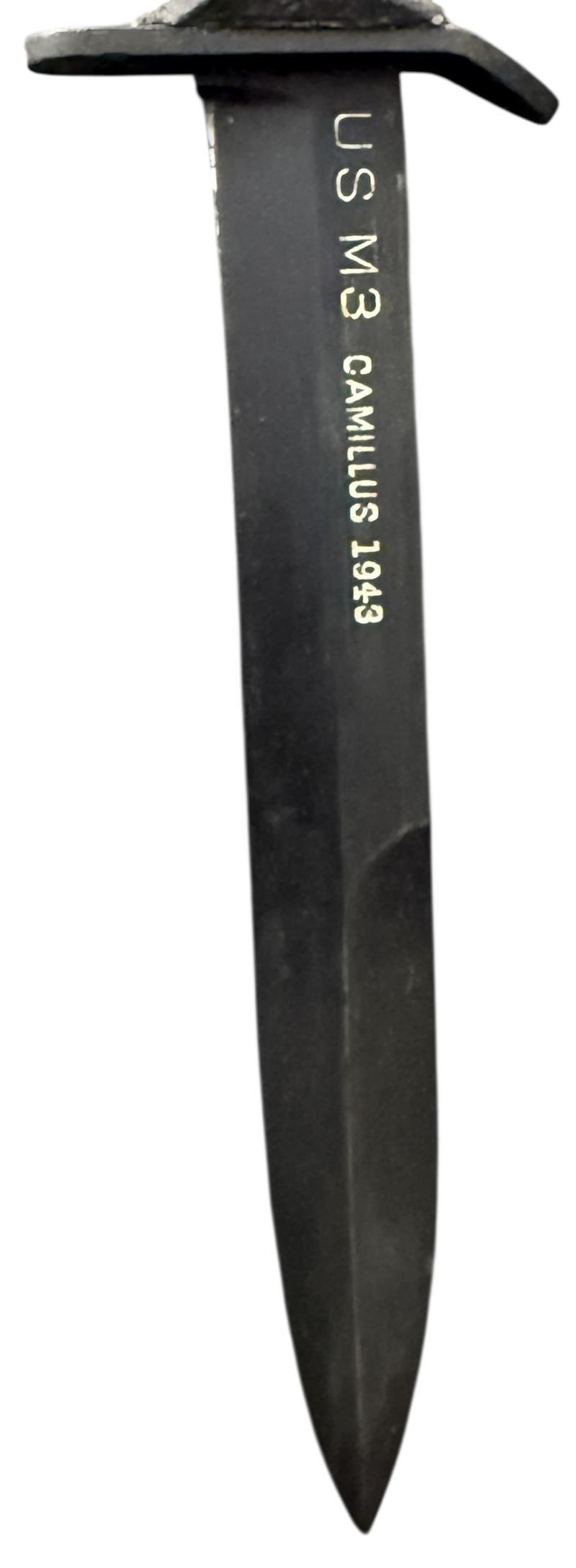 U.S. First Model M3 Trench Knife 'Camillus' 1943 With M6 Leather Scabbard - Nice Used Condition — image 7