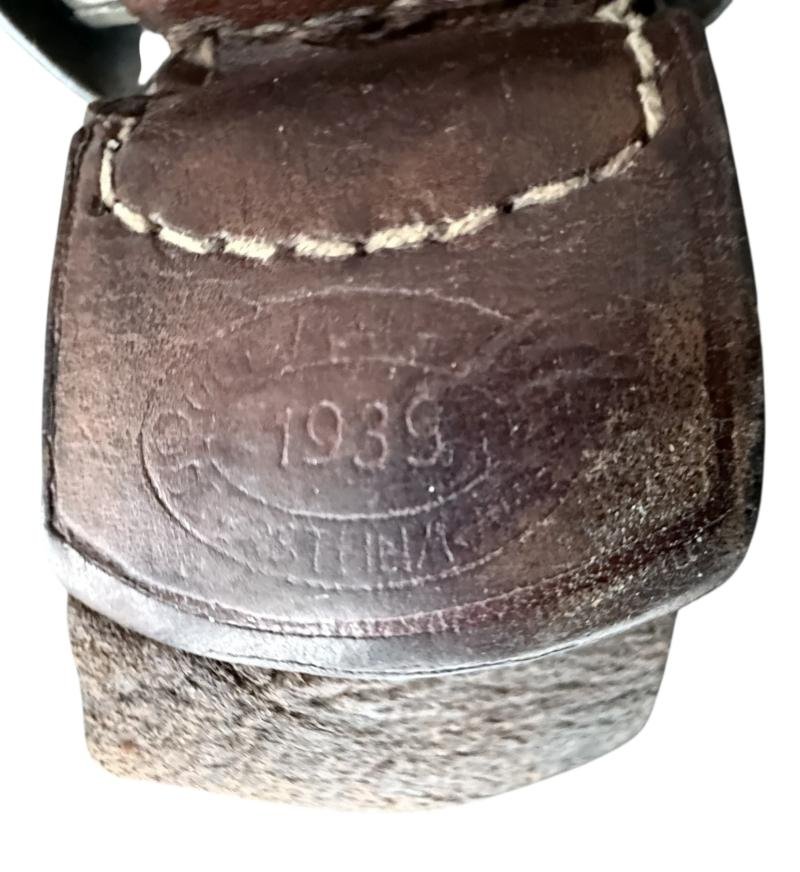 WH (HEER) Belt Buckle On Leather Tab - Nice Used Condition — image 3