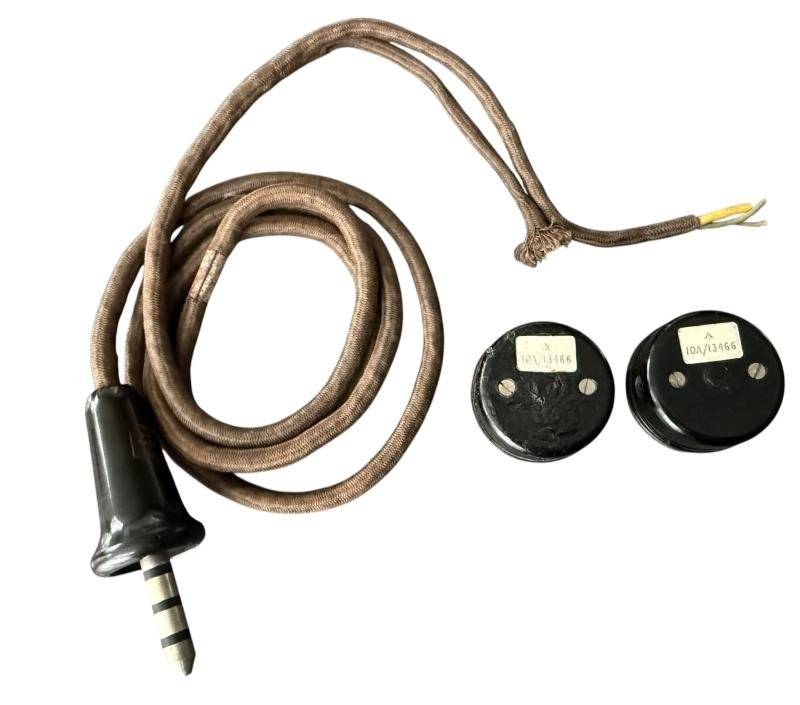 British Royal Air Force and/or Glider Pilot Earphones & Wiring Loom - Nice Used Condition — image 2