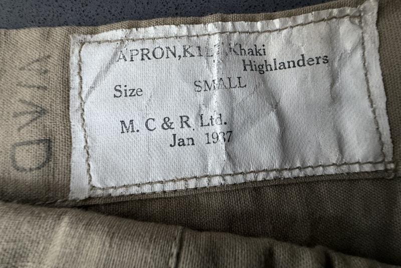 Scottish Kilt Apron Highlanders 1937 - Nice Used Condition — image 4
