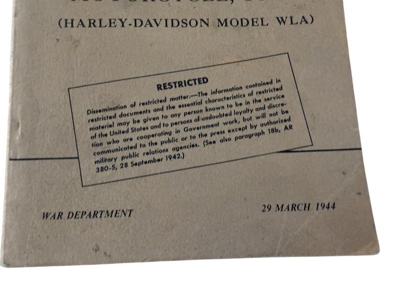 Harley-Davidson Technical Manual For Model WLA TM 9-1879 - Nice Used Condition — image 2