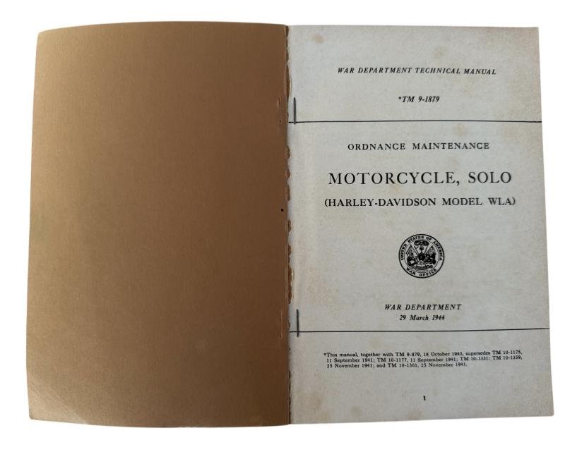 Harley-Davidson Technical Manual For Model WLA TM 9-1879 - Nice Used Condition — image 3