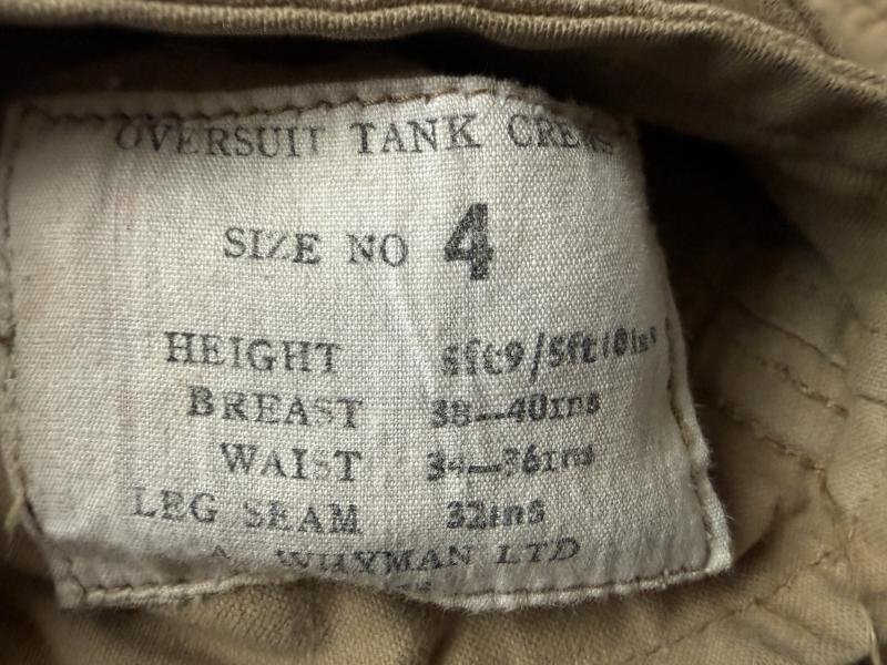 British Tank Crew Overall & Hood Sized 4 Dated 1945 - Mint Condition — image 8