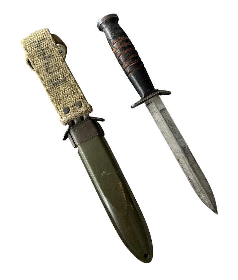 U.S. 3rd Model M3 Trench Knife and M8 Scabbard Rare Makers Mark 'Kinfolks' - Nice Used Condition — image 2