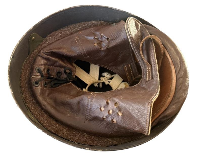 British Dispatch Riders i.e. Motorcyclist Helmet Large Size Size 7 3/4 Dated 1944 - Nice Used Condition — image 10
