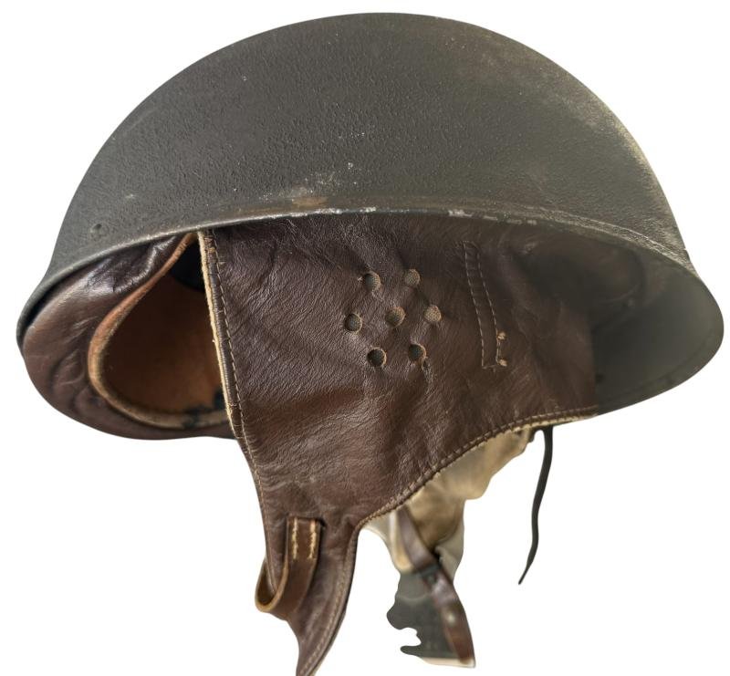 British Dispatch Riders i.e. Motorcyclist Helmet Large Size Size 7 3/4 Dated 1944 - Nice Used Condition — image 4