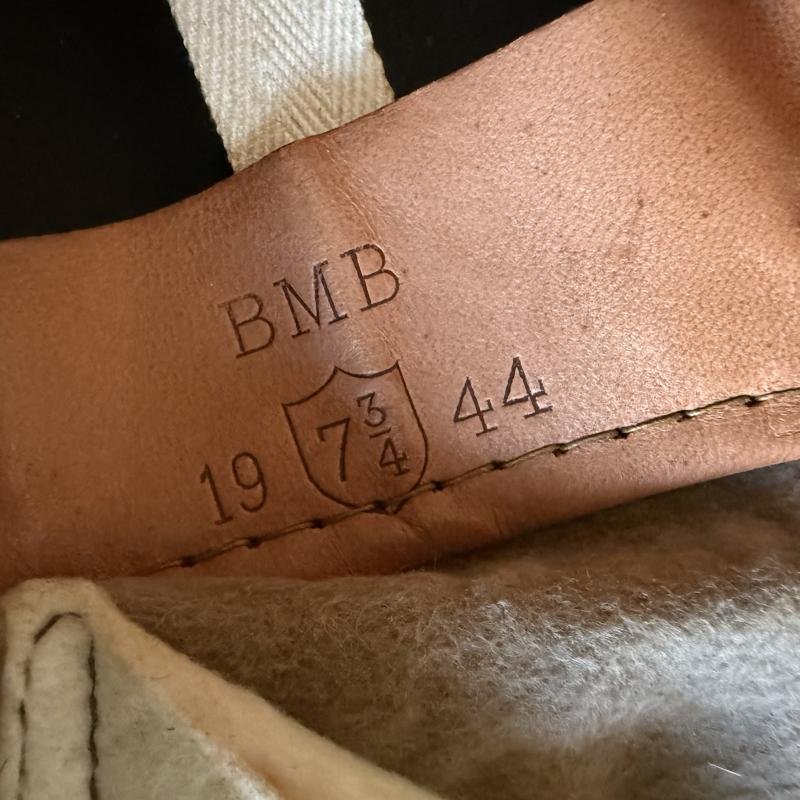 British Dispatch Riders i.e. Motorcyclist Helmet Large Size Size 7 3/4 Dated 1944 - Nice Used Condition — image 8