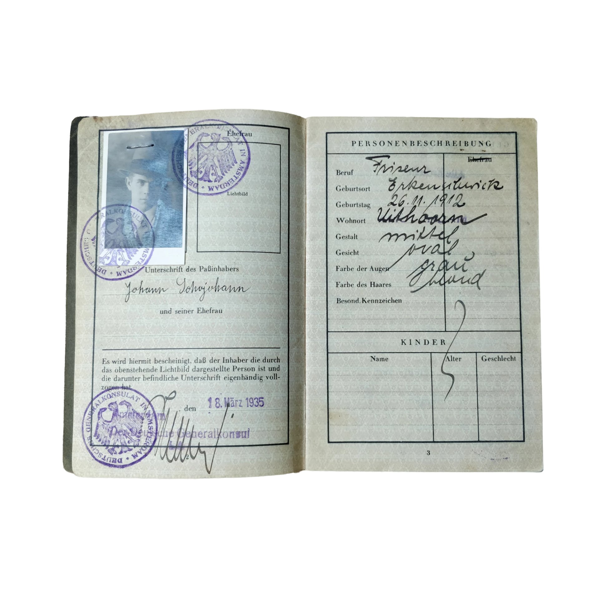 WWII German Reisepass Amsterdam Uithoorn — image 3