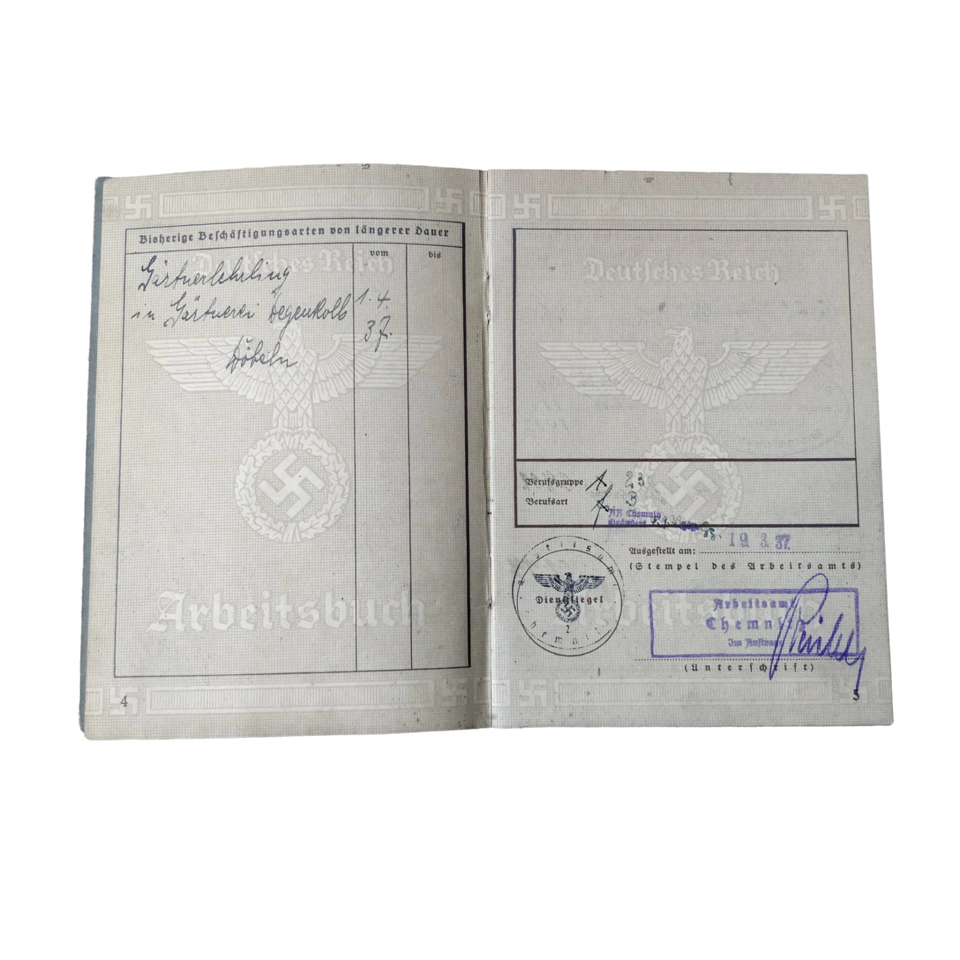 WWII German Arbeitsbuch With Documents Chemnitz — image 7