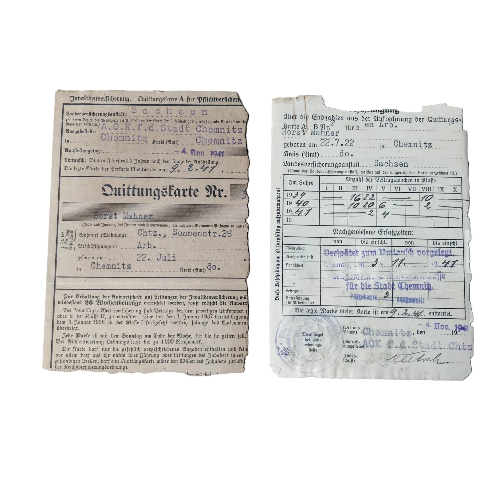 WWII German Arbeitsbuch With Documents Chemnitz — image 2