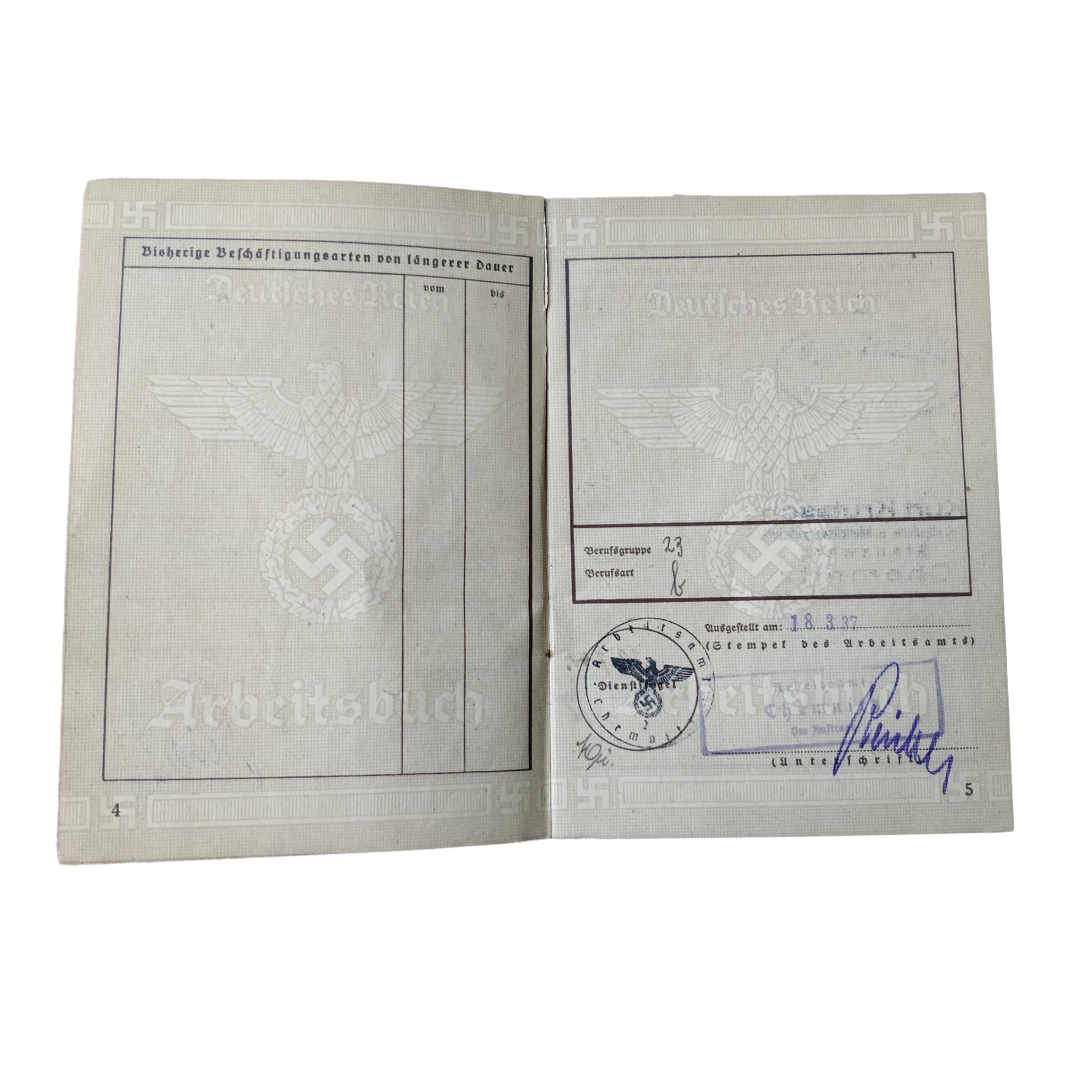 WWII German Arbeitsbuch With Documents Chemnitz — image 7