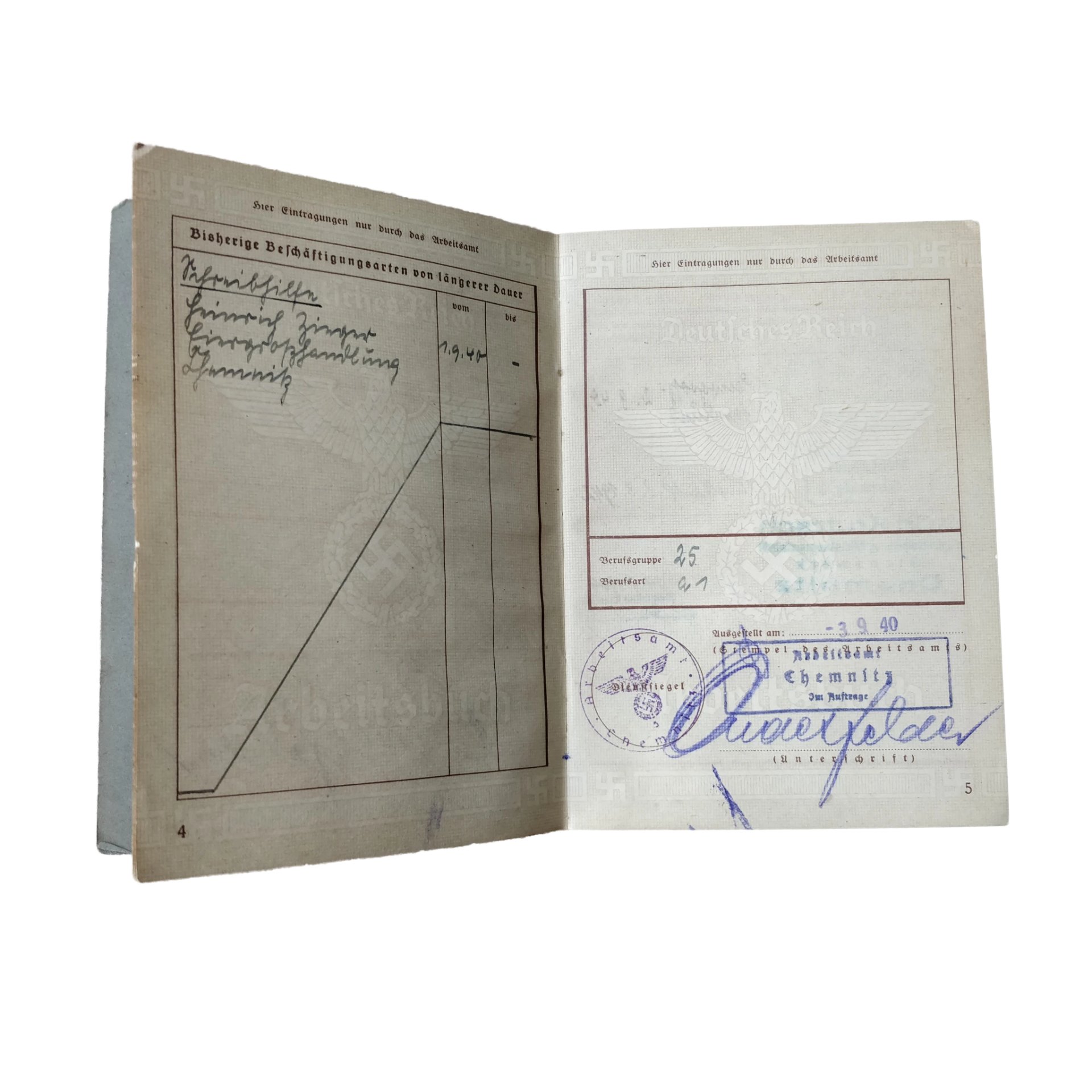 WWII German Arbeitsbuch With Documents Chemnitz — image 10