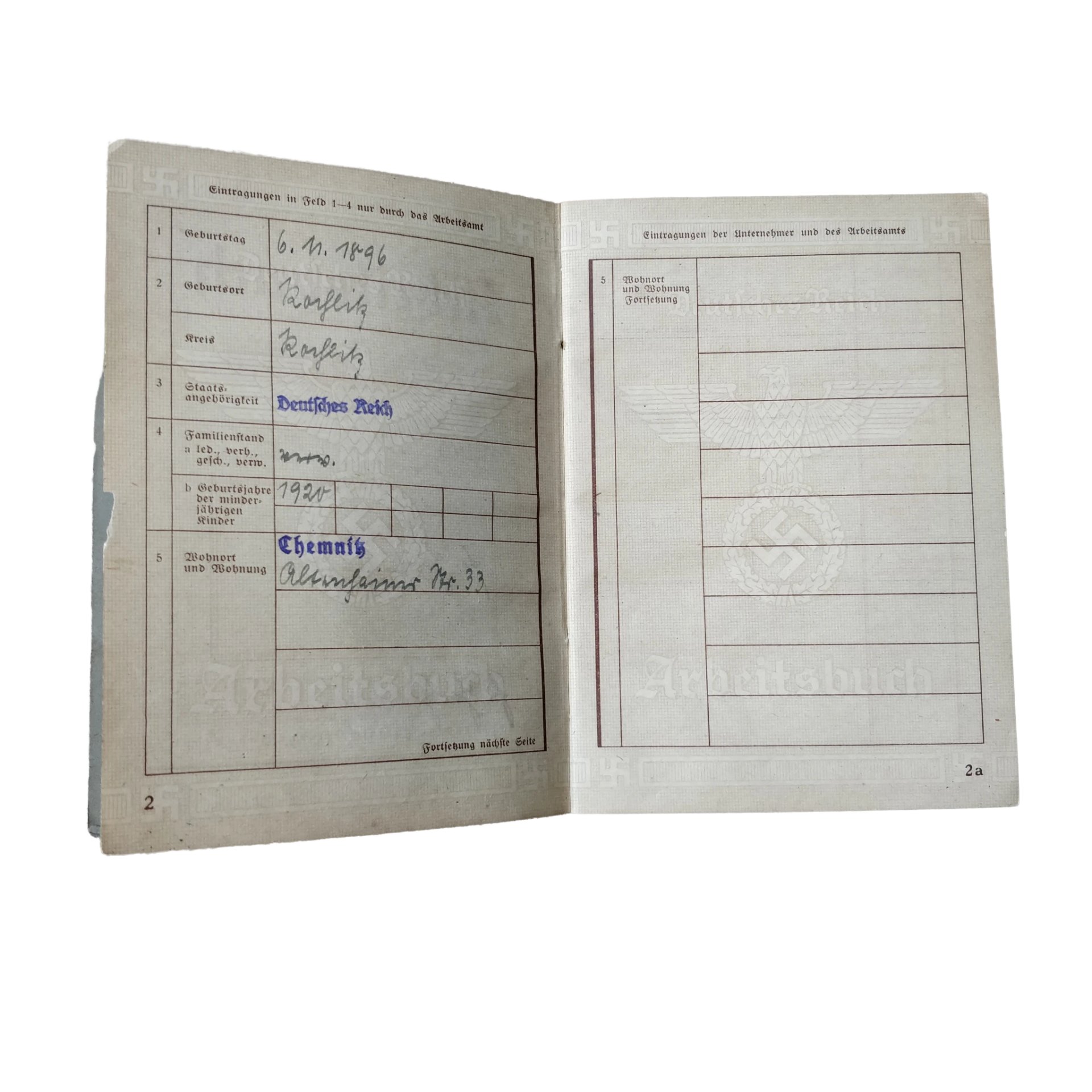 WWII German Arbeitsbuch With Documents Chemnitz — image 8
