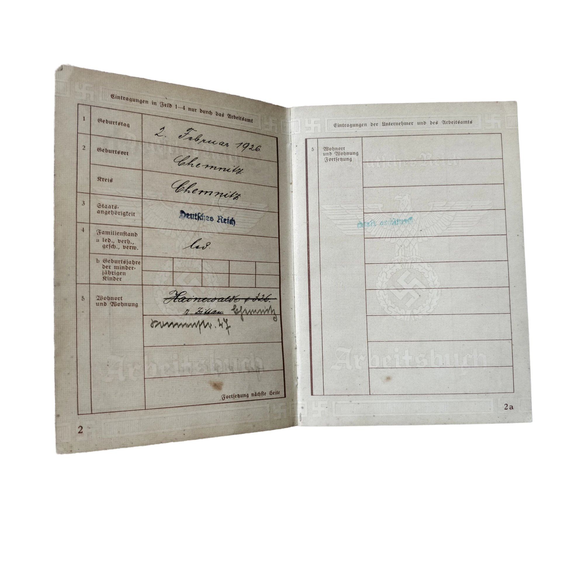 WWII German Arbeitsbuch With Documents Chemnitz — image 6