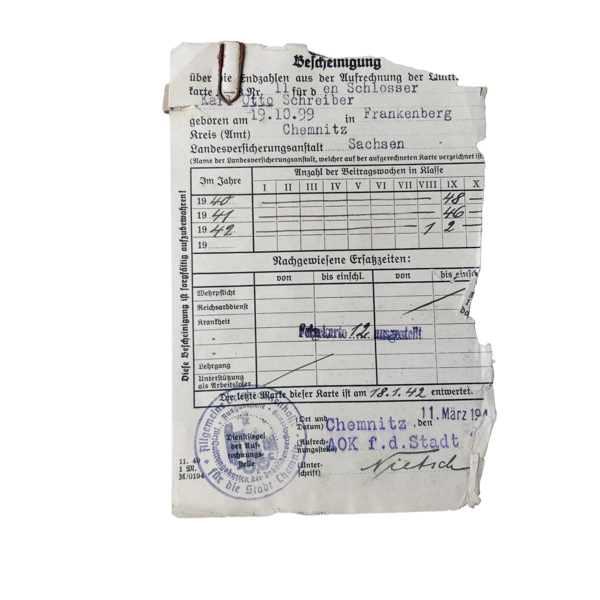 WWII German Arbeitsbuch With Document Thalheim — image 2