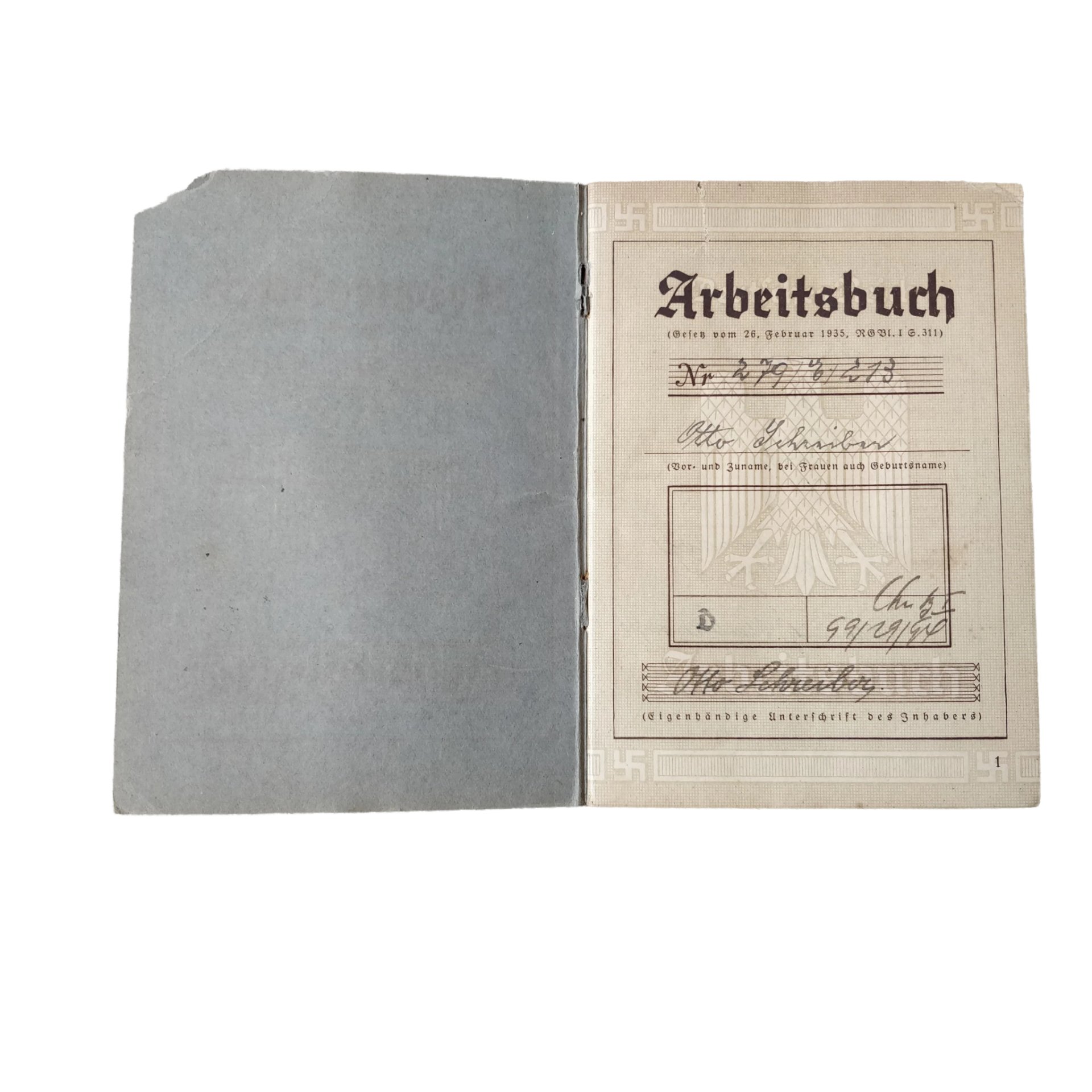 WWII German Arbeitsbuch With Document Thalheim — image 5