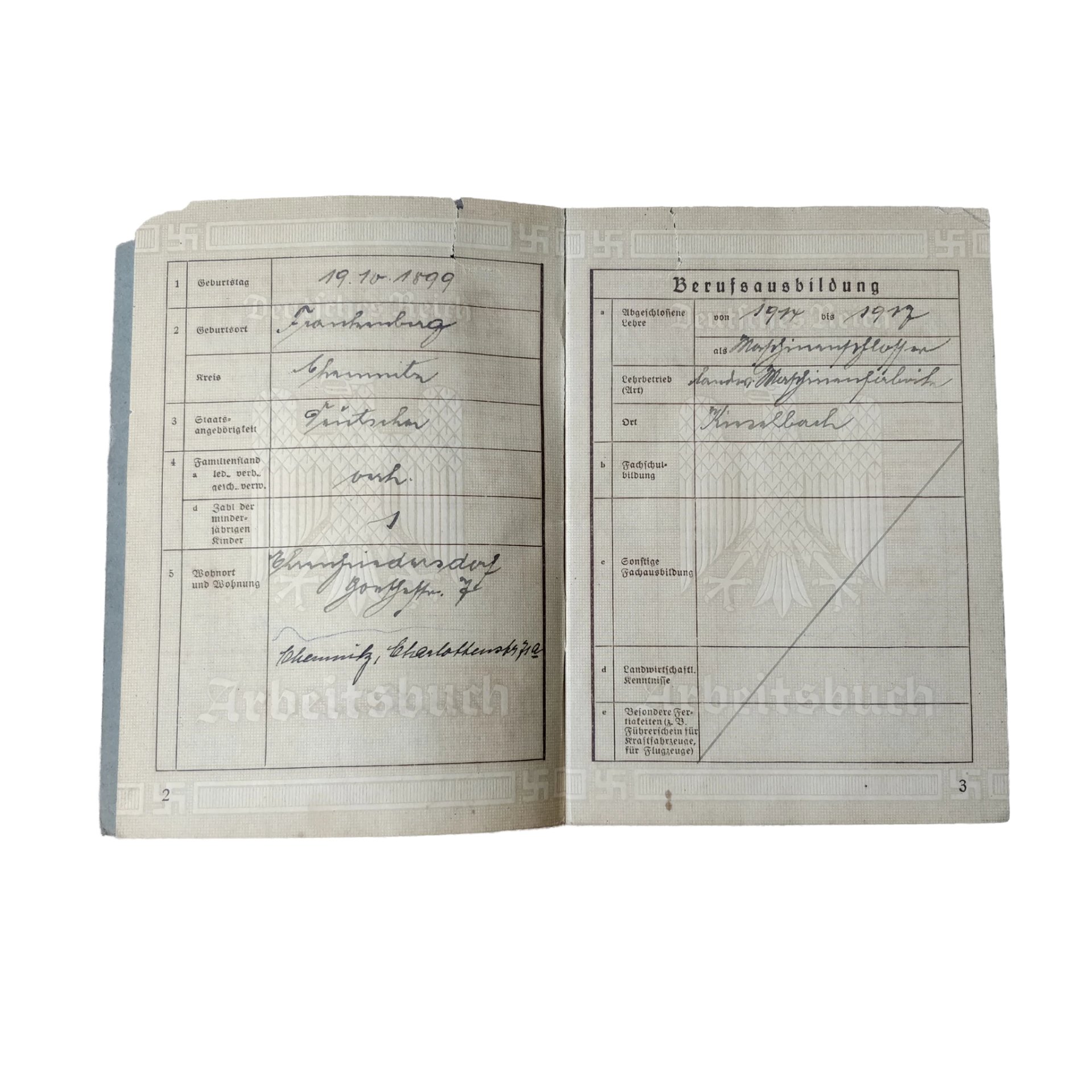 WWII German Arbeitsbuch With Document Thalheim — image 6