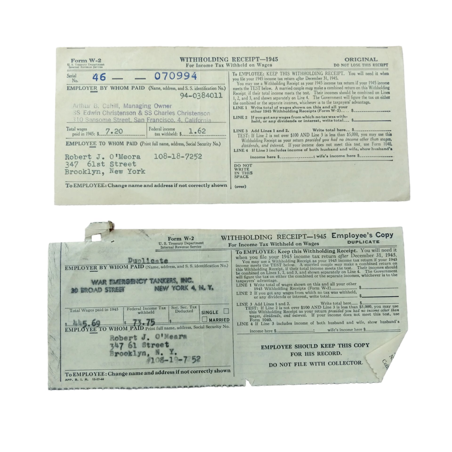 WWII US Navy Merchant Marine Paperwork Grouping — image 19