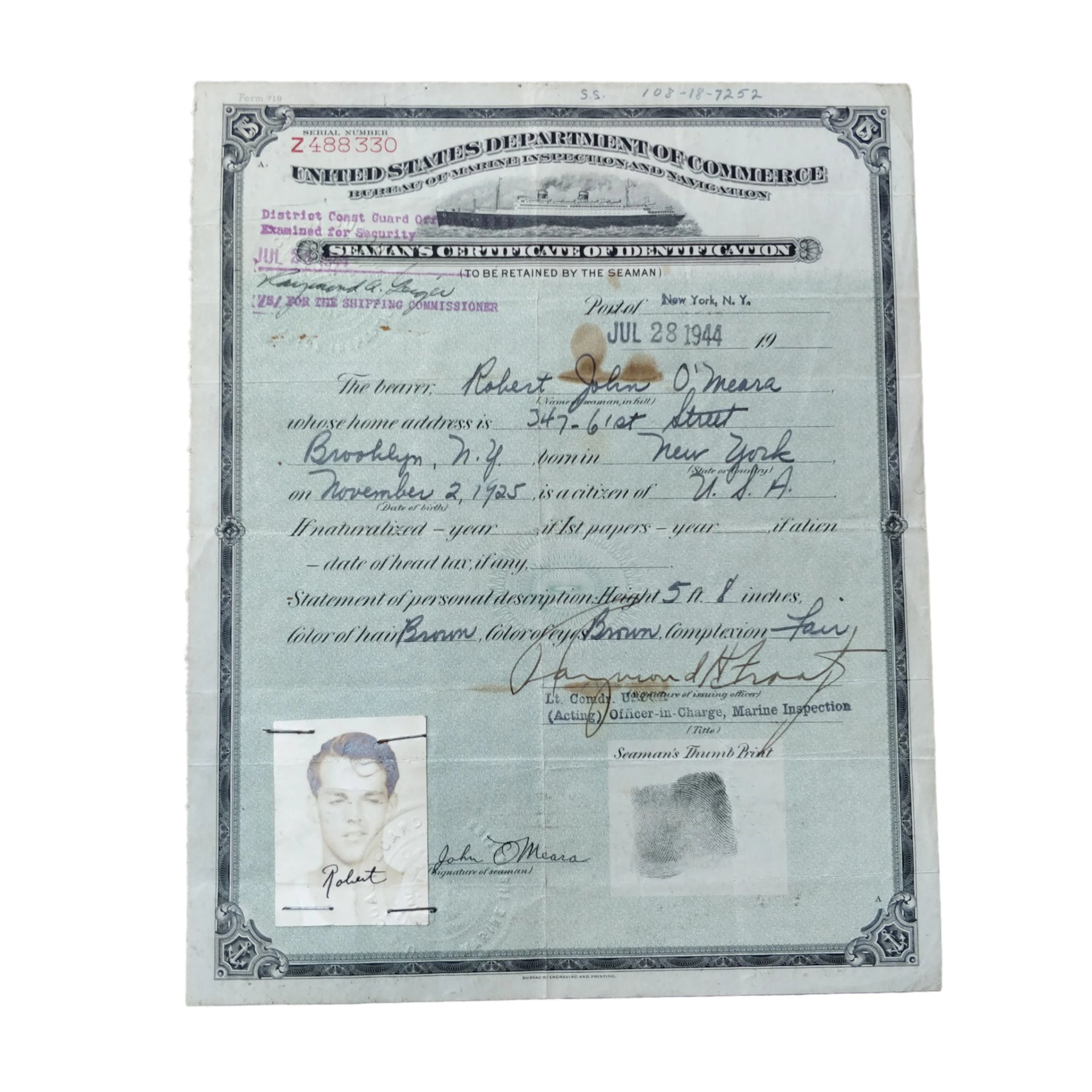 WWII US Navy Merchant Marine Paperwork Grouping — image 8