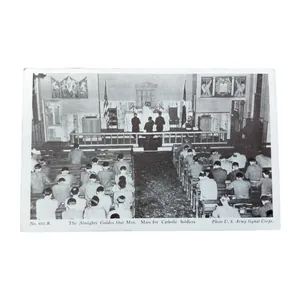 WWII US Postcard Church Service