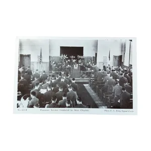 WWII US Postcard Church Service