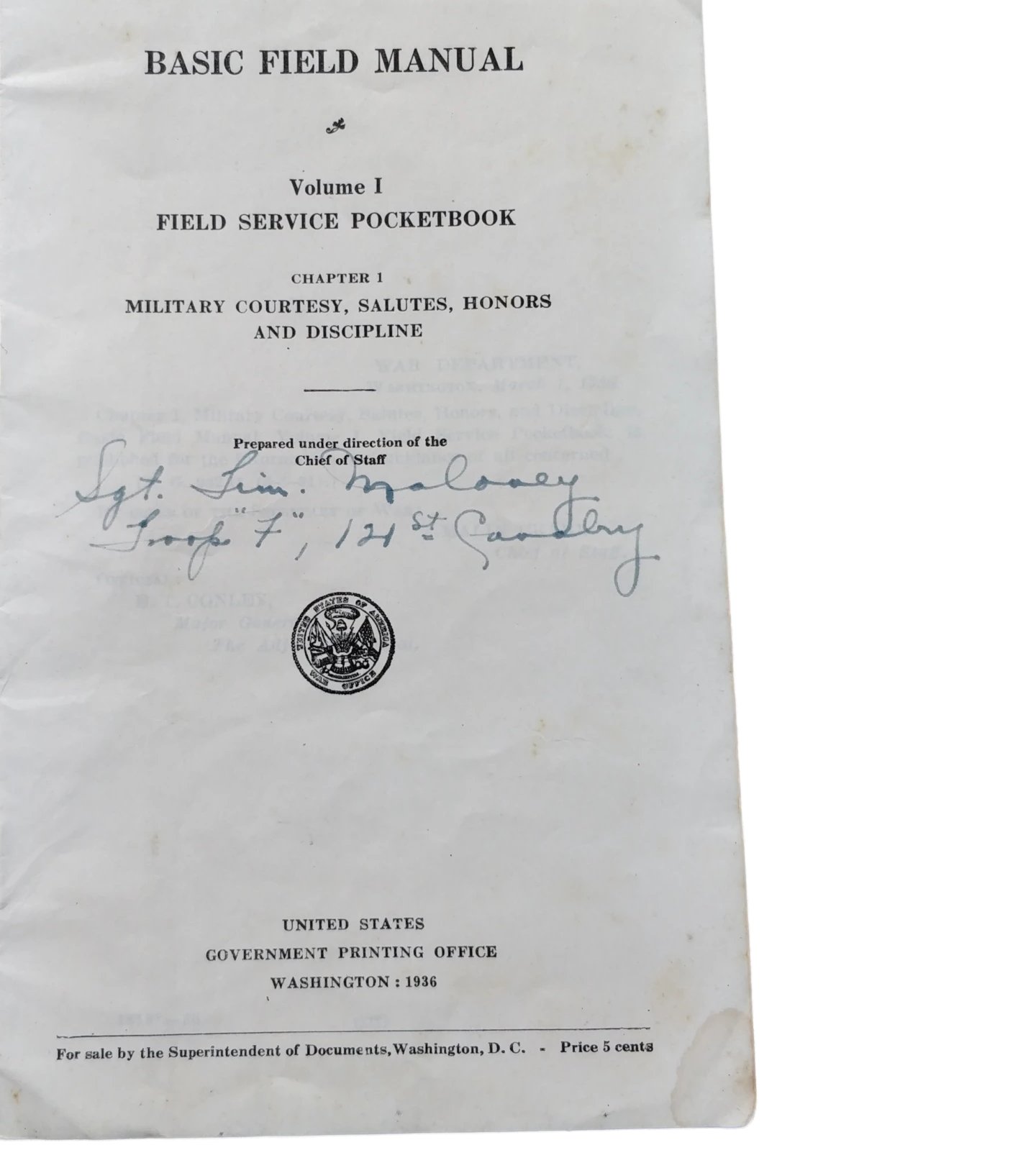 WWII US Field Manual Service Pocketbook Named — image 2