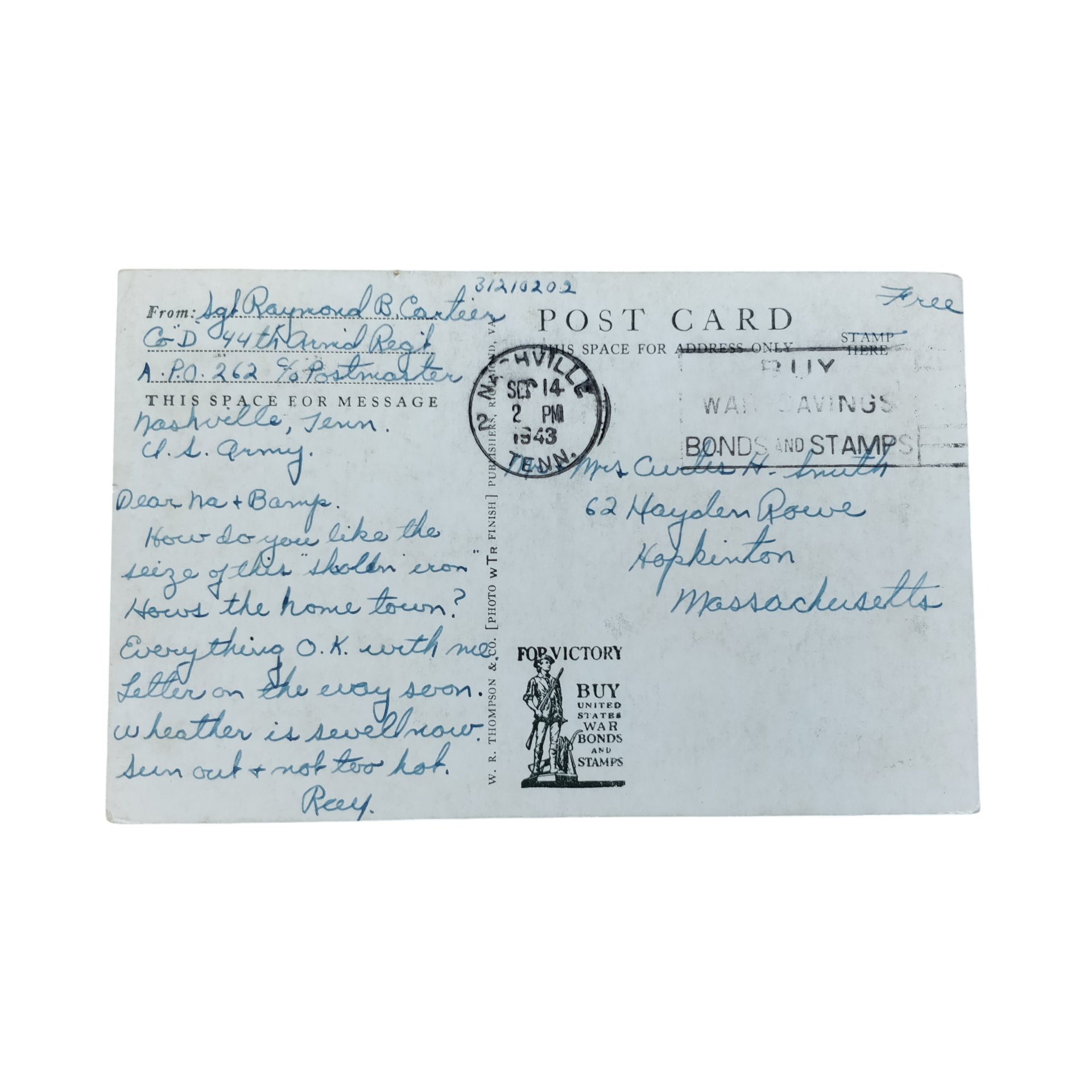 WWII US Postcard 155mm Gun — image 2