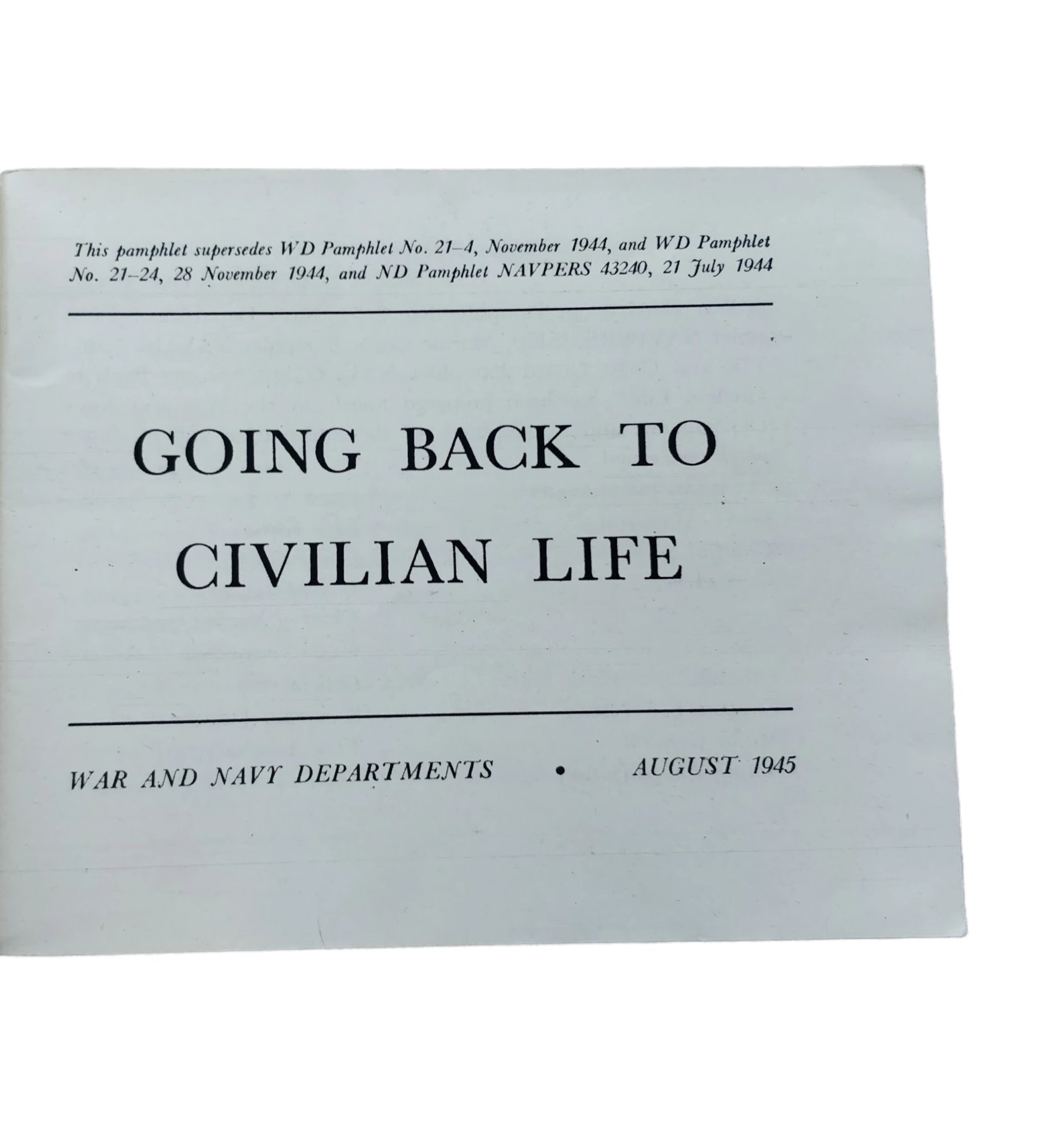 WWII US Booklet Going Back To Civilian Life — image 2