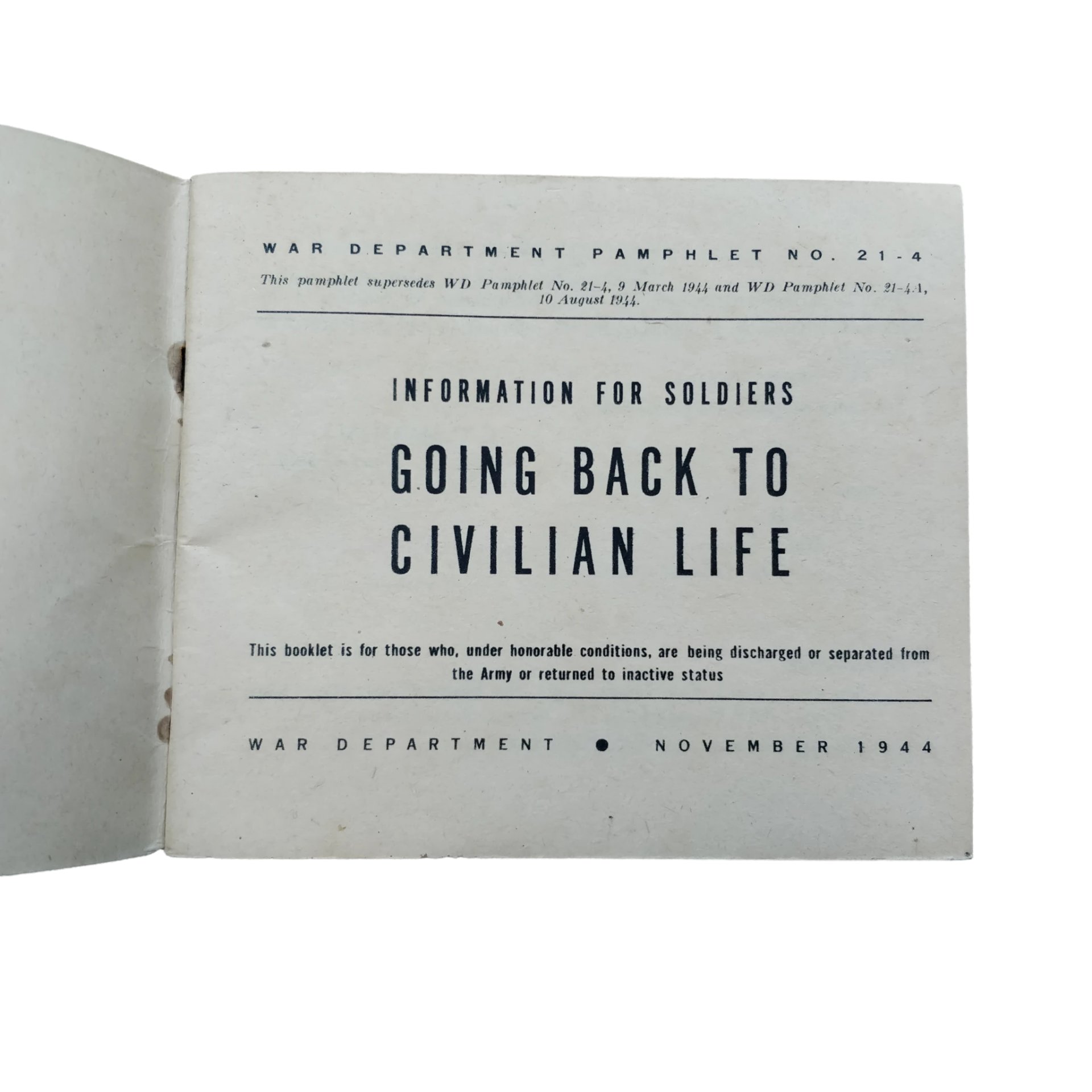 WWII US Booklet Going Back To Civilian Life — image 2