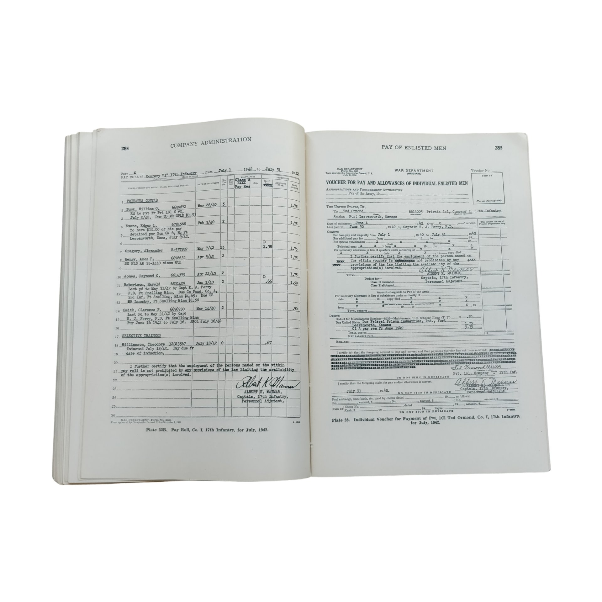 WWII US Company Administration Book Named — image 7