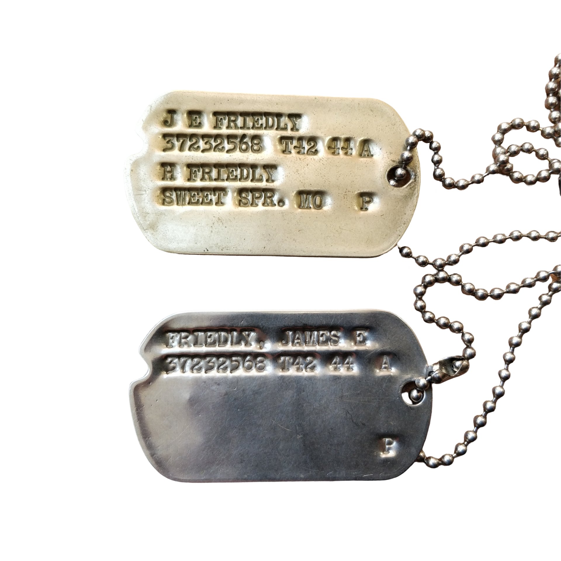WWII US Dog Tag Set Friedly — image 2