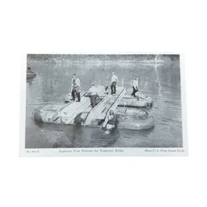 WWII US Postcard Engineers Pontoon Bridge