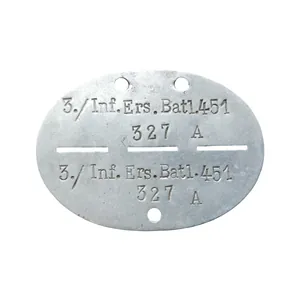 WWII German Erkennungsmarke EKM 3. / Inf. Ers. Batl. 451
