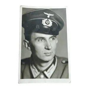 WWII German Portrait Photograph Schirmmutze