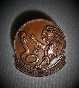 Hitler hate club lapel badge