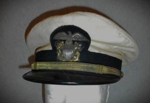 WWII U.S. Navy Officers Visor Cap. Named