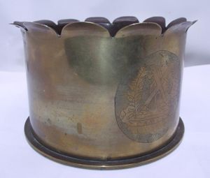 WW1 Cameronians Souvenir German Shell Case. Capt-Gardner-MC.