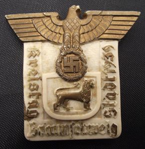 Kreistag Event Badge/Tinnie, Braunschweig-Stadt, 1939.