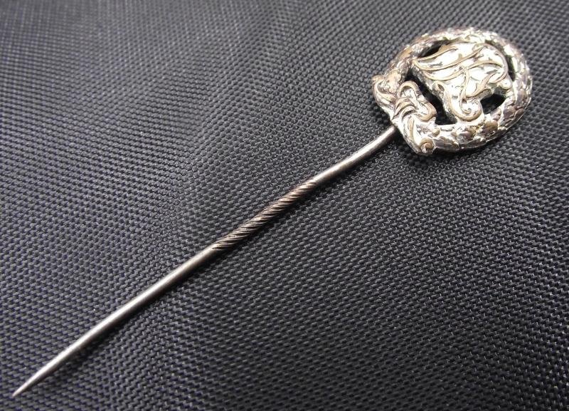 WW2 German Stick Pin. D.R.A. Sports Award. Silver. — image 4