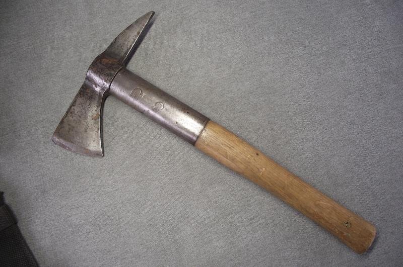 WW2 British George 6th Stamped Fire Fighters Axe and Webbed Axe Case with Belt. — image 7