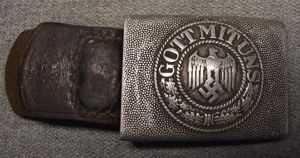 Heer Aluminium Belt Buckle and Leather Tab. Nowa-1937.