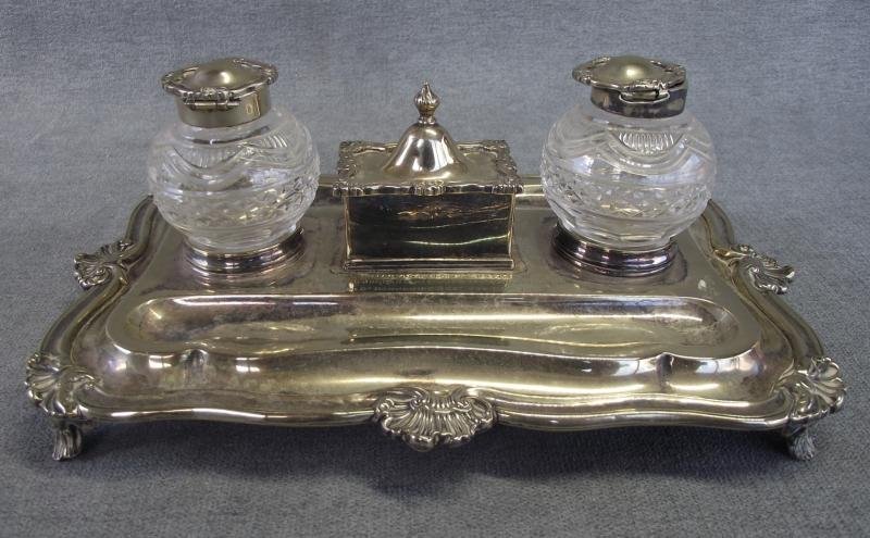 1918 Presentation Inkwell Desk Set. 2nd Liet H.G.Jordan, 1st Vol.Bt. Hampshire Regt. — image 2