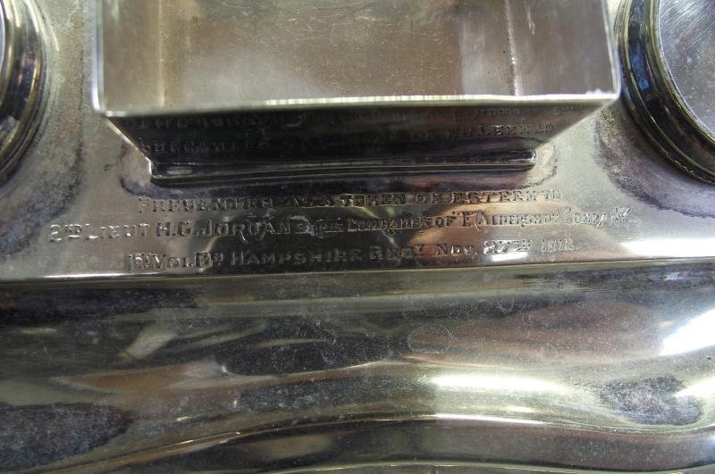 1918 Presentation Inkwell Desk Set. 2nd Liet H.G.Jordan, 1st Vol.Bt. Hampshire Regt. — image 5