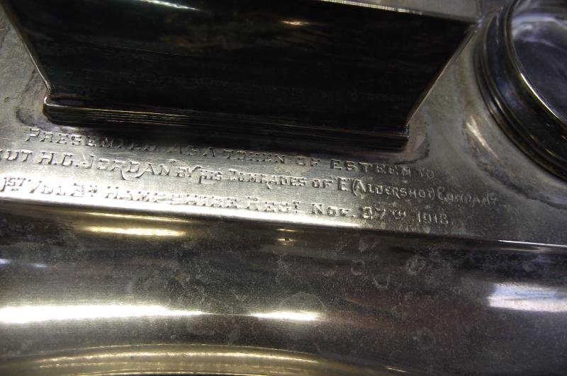 1918 Presentation Inkwell Desk Set. 2nd Liet H.G.Jordan, 1st Vol.Bt. Hampshire Regt. — image 7