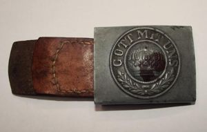 WW1 German Steel Buckle with 1915 Dated Leather Tab