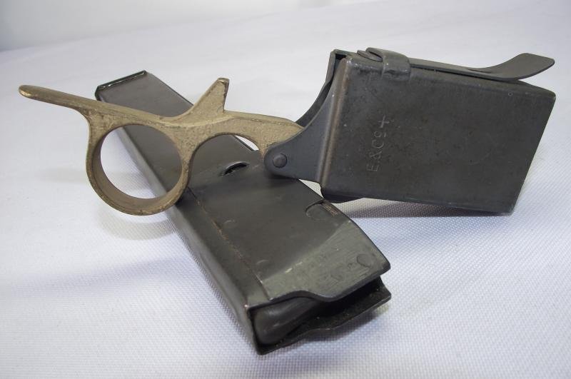WW2 Maker Marked MK2 Sten Loading Tool and Magazine. — image 3