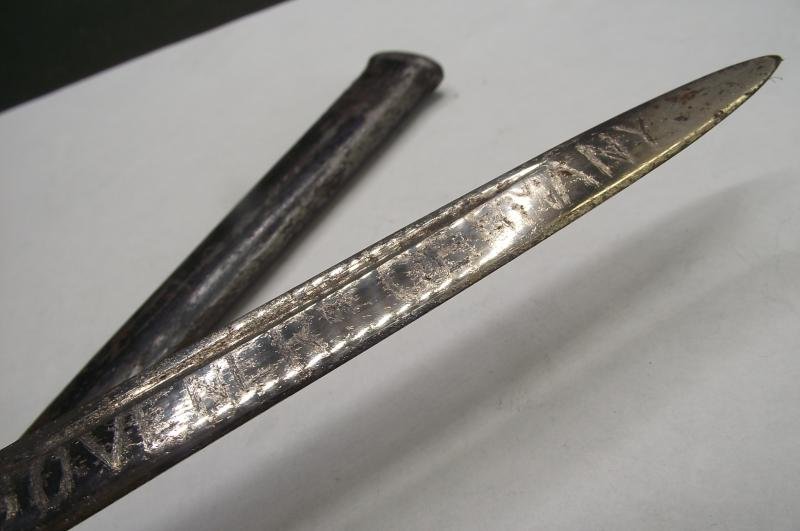 WW1 Imperial German Peronalised Miniature Bayonet. British Souvenir 1914-18. — image 6