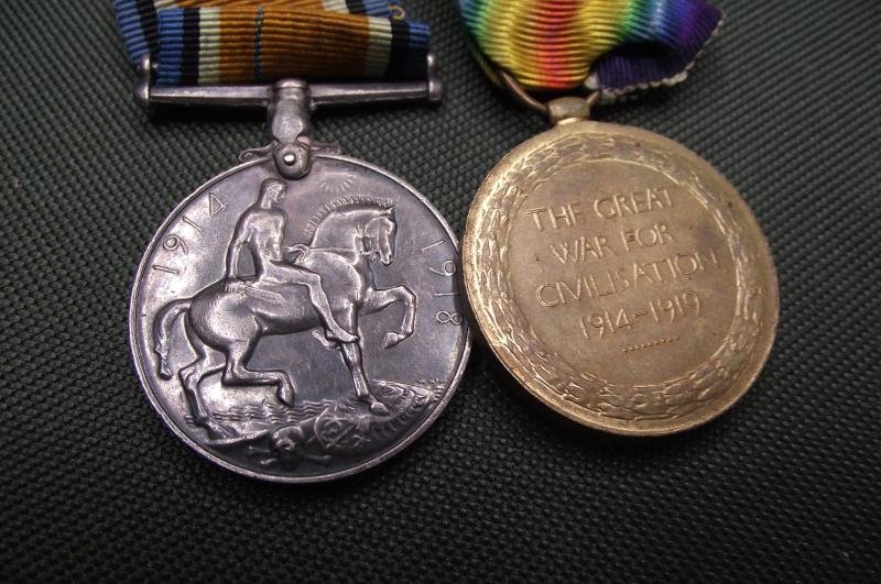 WW1 British Medal Pair. Worcestershire Regiment. — image 2