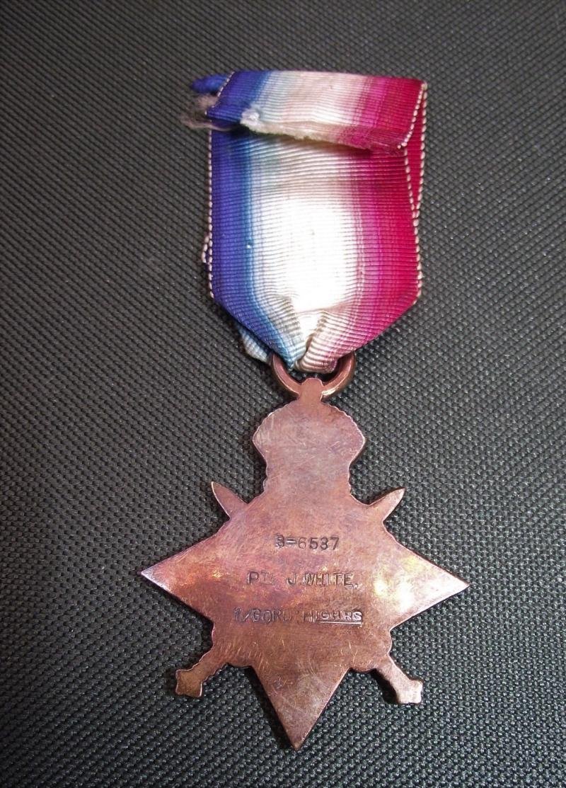 WW1 British 1914 Mons Star Medal. 1st Gordon Highlanders Regiment. — image 2